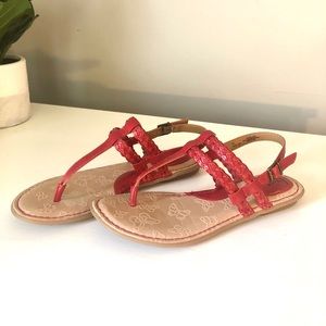 Red braided sandals with double strap